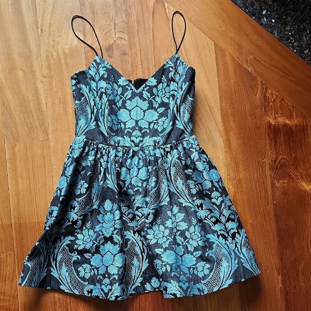 Alice + Olivia Black and Blue Patterned Dress - Women's Size 8 (NWT)